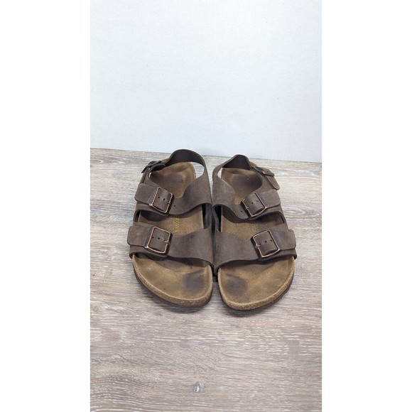 Men\'s Sz 42 M Birkenstock Milano Rugged Oiled Leather Sandal MILANO RUGGED - FADED KHAKI - OIL LEATHER – Plaza Shoe Store main image 3